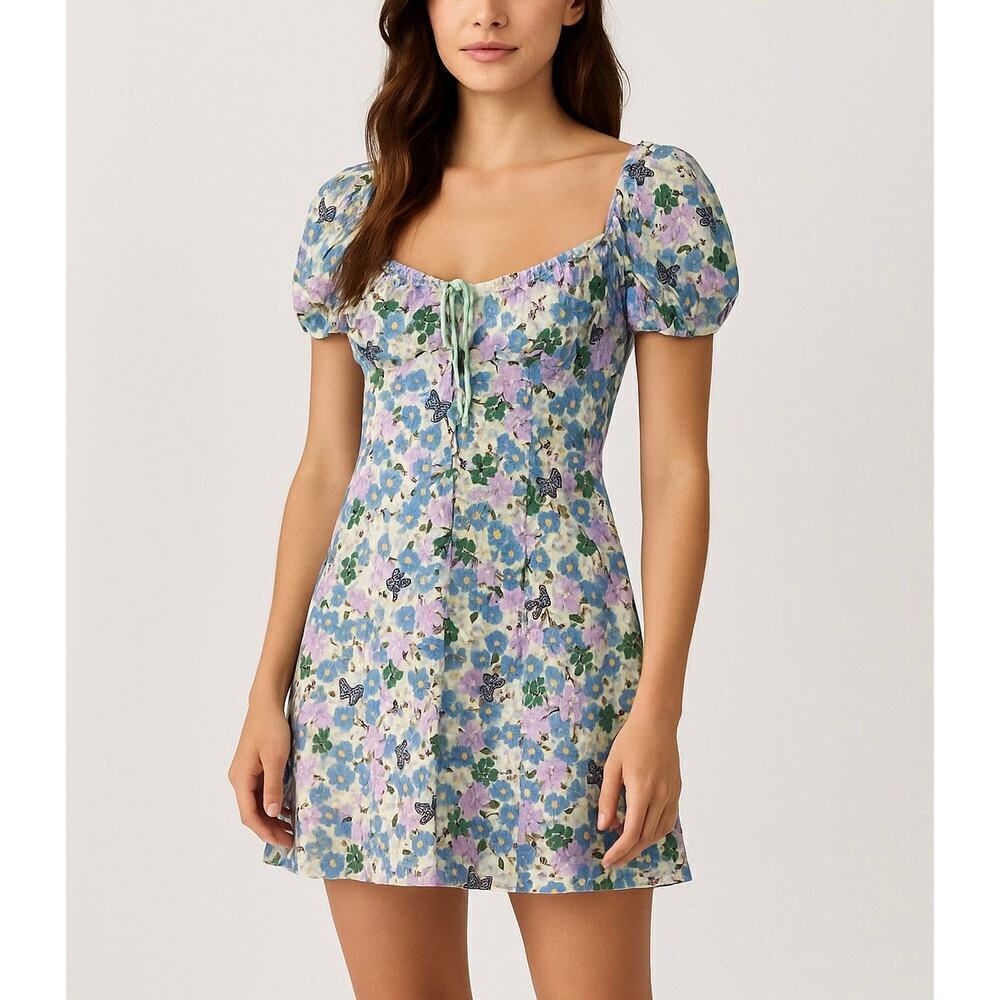 L.A. Hearts XS Floral Butterfly Puff Sleeve Dress